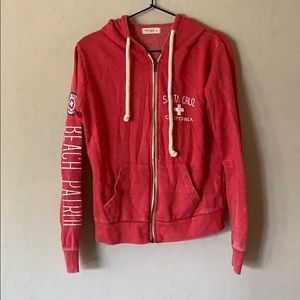 super soft red zip hoodie